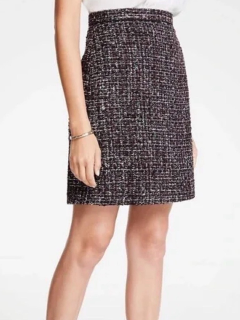 Classic Black and burgundy Tweed‎  Skirt - Women's